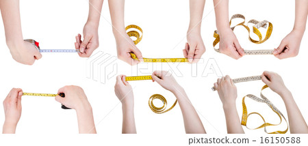 set of female hands with measuring tapes 16150588
