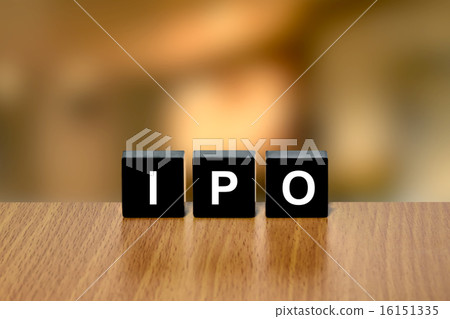 IPO or Initial public offering on black block 16151335