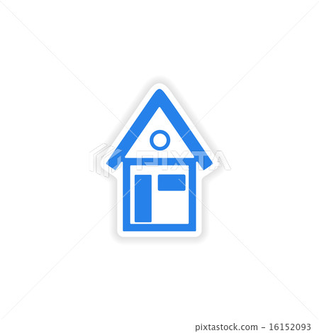 icon sticker realistic design on paper house  16152093