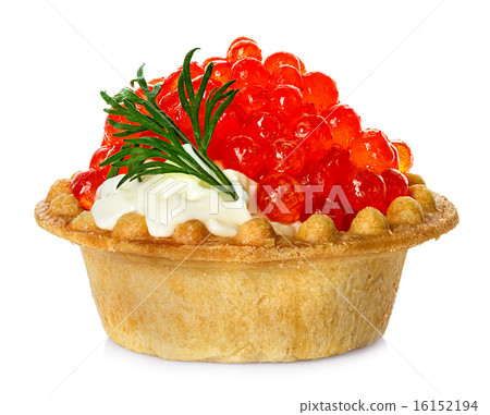 Tartlet with red caviar isolated on white 16152194