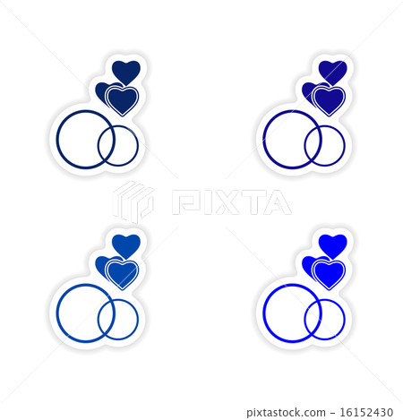 assembly realistic sticker design on paper hearts rings assembly realistic sticker design on paper hearts rings 16152430