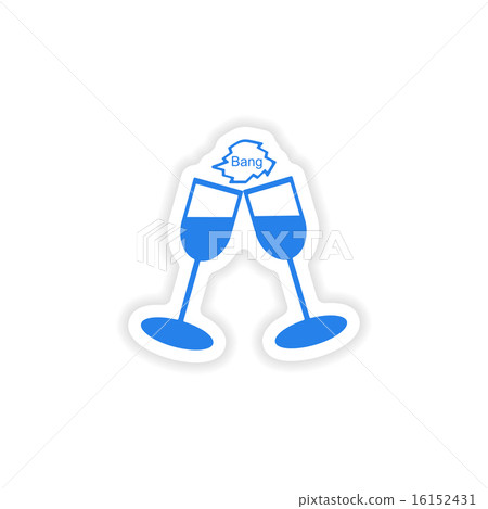 icon sticker realistic design on paper wineglass 16152431