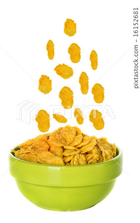 Bowl with corn flakes isolated on the white  16152681