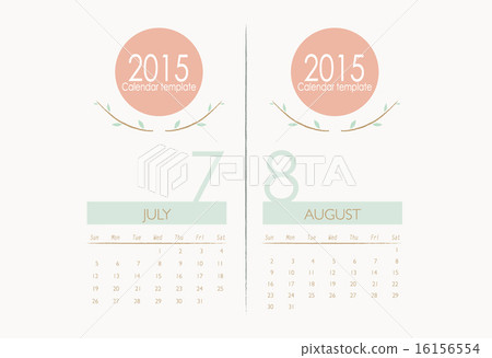 2015 calendar, monthly calendar template for July and August. Ve 2015 calendar, monthly calendar template for July and August. Ve 16156554