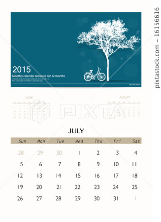 2015 calendar, monthly calendar template for July. Vector illust 16156616