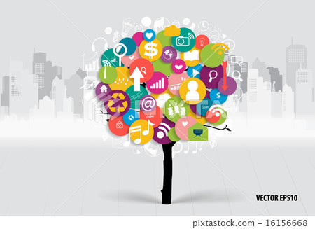 Tree with cloud of application. Vector illustration. 16156668