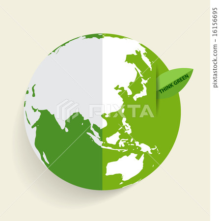 Green Eco Earth, Green earth with green leaf. Vector Illustratio 16156695