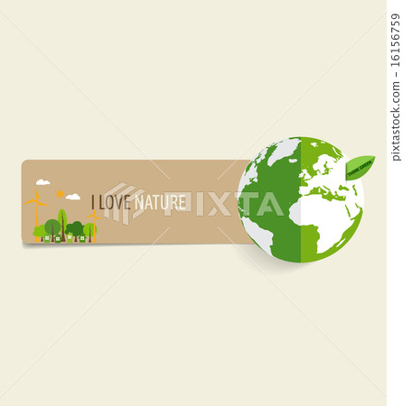 Nature banner, Paper with Green Eco Earth, vector illustration. 16156759