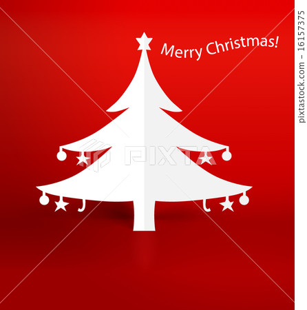 Merry Christmas greeting card with Christmas tree, vector illust 16157375