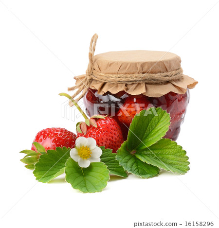 strawberries and jam isolated on white background 16158296