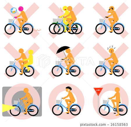 自行車禮儀（橙色，○×） 16158563