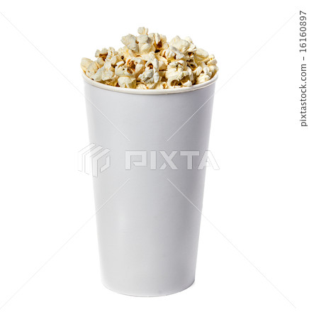 Popcorn isolated in cardboard box on a white 16160897