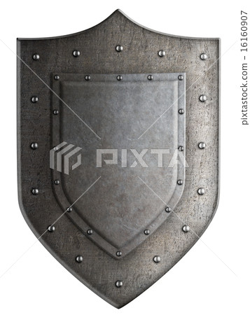 Big medieval coat of arms metal shield isolated Big medieval coat of arms metal shield isolated 16160907
