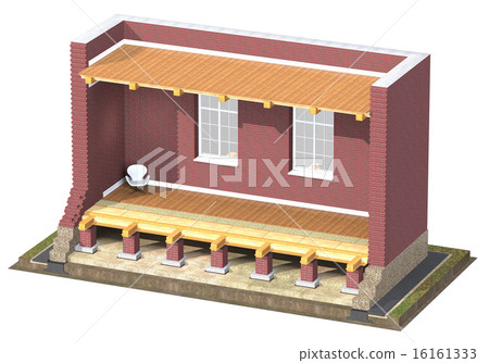 Cross section of brick house 16161333