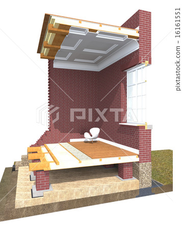 Cross section of brick house 16161551