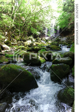 Nasu maiden waterfall and rocky rock of the stream 16162005