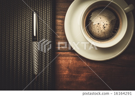 Luxurious businessman tools on a wooden table 16164291