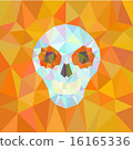Calavera made of shapes on orange background. 16165336