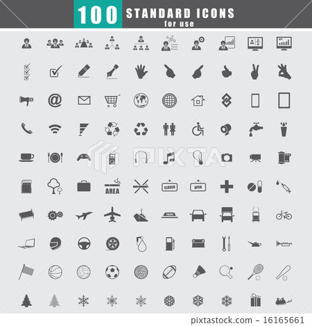 100 Universal Standard Icons vector 16165661