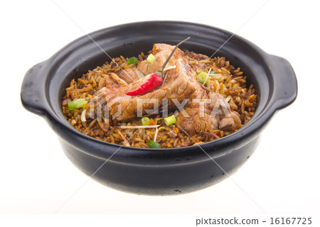 Claypot pork rice. asia food 16167725