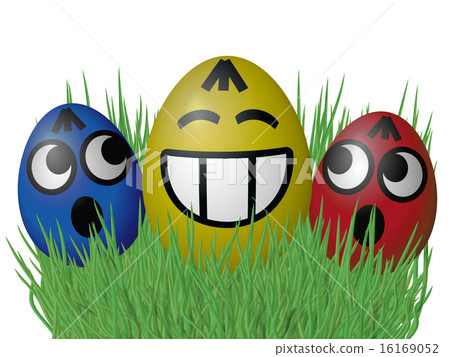 Easter eggs on grass isolated on white background 16169052