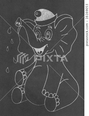 Happy elephant on chalkboard 16169053