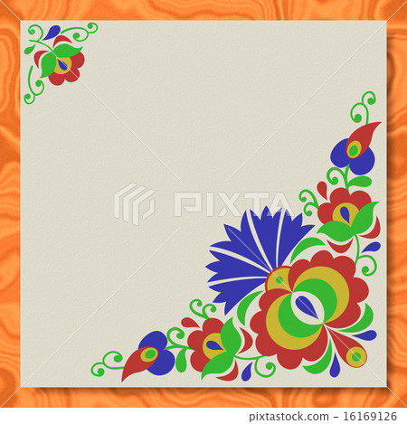 Moravian folk ornament paper on marble texture Moravian folk ornament paper on marble texture 16169126