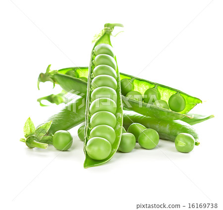 Fresh green peas pods isolated on white background Fresh green peas pods isolated on white background 16169738