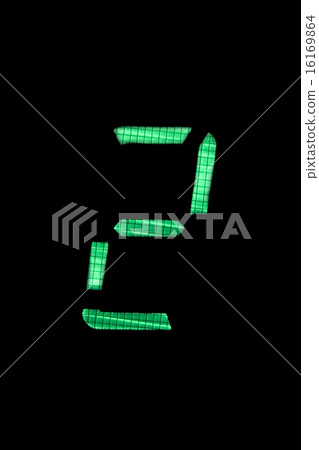 digital number two or second in green on black background digital number two or second in green on black background 16169864