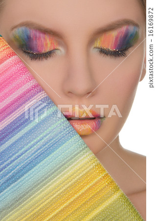 Beautiful face with a color face-up and purse Beautiful face with a color face-up and purse 16169872