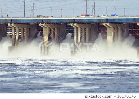 Reset of water on hydroelectric power station on river 16170170