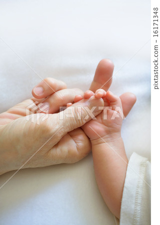Baby holding mother's hand Baby holding mother's hand 16171348