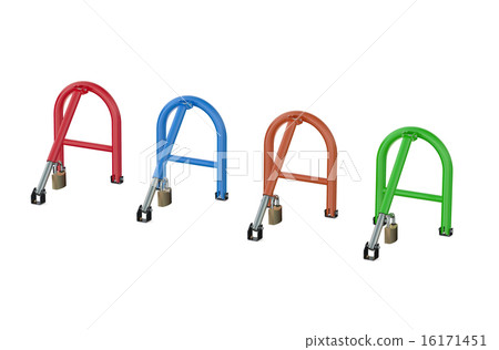 set of colored parking bay barriers set of colored parking bay barriers 16171451