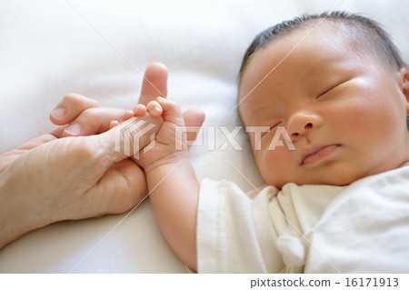 Baby holding mother's hand 16171913