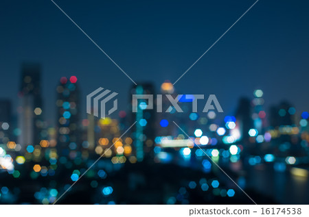 bangkok cityscape river view at twilight time, Blurred Photo bok 16174538