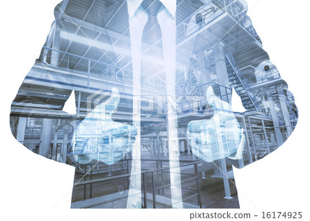 Double exposure of businessman with Industrial equipment Factory 16174925