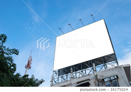 Blank billboard for new advertisement on blue sky 16175024