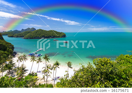 View of Ang Thong National Marine Park with rainbow, Thailand 16175671