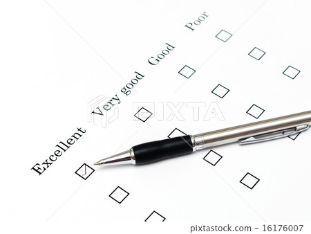 Mark Excellent with pen on survey paper document Mark Excellent with pen on survey paper document 16176007