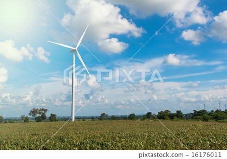 Wind turbine power generator on blue sky Wind turbine power generator on blue sky 16176011