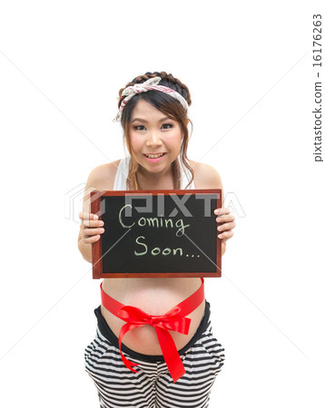 Pregnant woman with black board Pregnant woman with black board 16176263