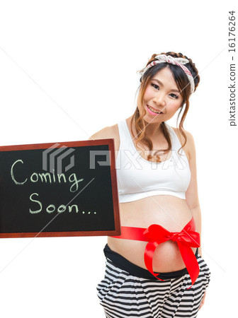 Pregnant woman with black board Pregnant woman with black board 16176264