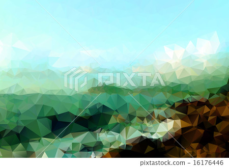 Detailed rocky ocean view low poly vector 16176446