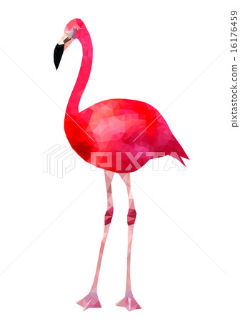 Natural red pink flamingo low poly triangle vector 16176459