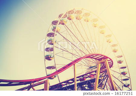 Vintage stylized picture of an amusement park. 16177251