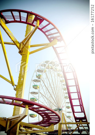 Retro stylized picture of an amusement park. 16177252