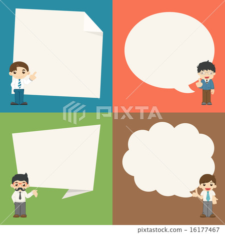 Set of businessman with speech bubbles character 16177467