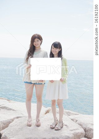 Girls with message board Girls with message board 16192100
