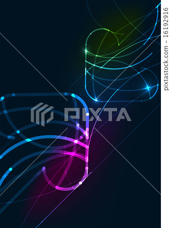 Abstract color glowing lines in dark space with stars and light effects Abstract color glowing lines in dark space with stars and light effects 16192916