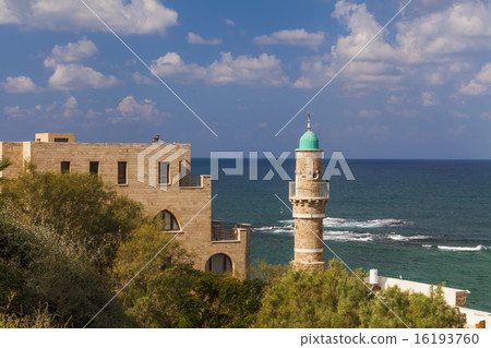 View of old Jaffa and big waves. 16193760